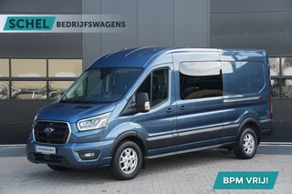 Ford Transit 2021 - 350 2.0 TDCI L3H2 Limited DC 185pk 5 Zits - 2x Schuif - Trekhaak - Cruise - Camera - Bi Xenon - Carplay/Android - Rijklaar te koop
