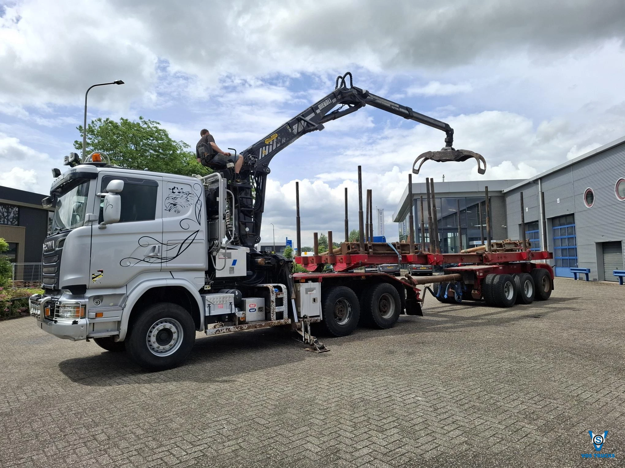 Scania R 2016 - R580 V8 / LOGGING TRUCK / 6X4 / RETARDER / 2XBIG AXLE / PALFINGER EPSILON S270L83 / 20METER / 431534 KM / DIEBOLT 3AXLE TRAILER / AUTOMATIC / EURO-6 / 2016 afbeelding 1