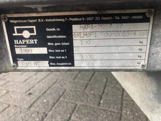 Hapert N/A 1999 - Type R. Enkelas aanhangwagen geremd met verkoopluik Links en rechts. 250x130x180cm. WV-47-XG Zo weg ! imagen 10