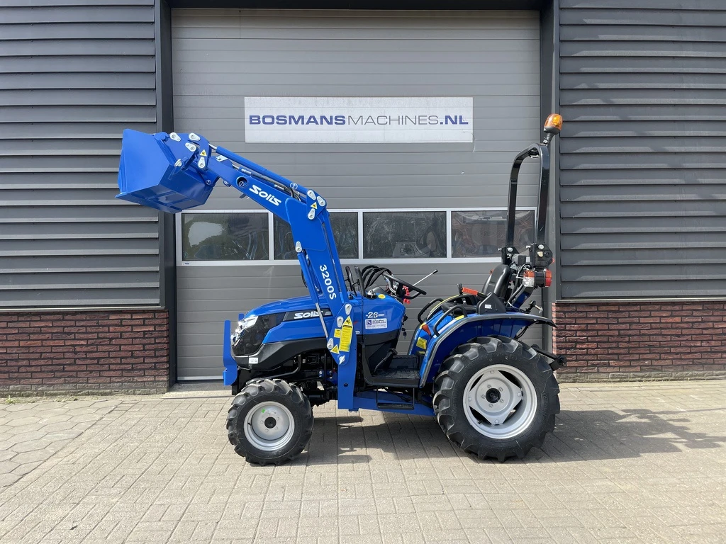 Solis 26 minitractor NIEUW + frontlader op brede agribanden 2026 afbeelding 1