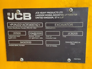 JCB 205 Hydraulic Excavator -  Export Model 2025 - N/A image 19