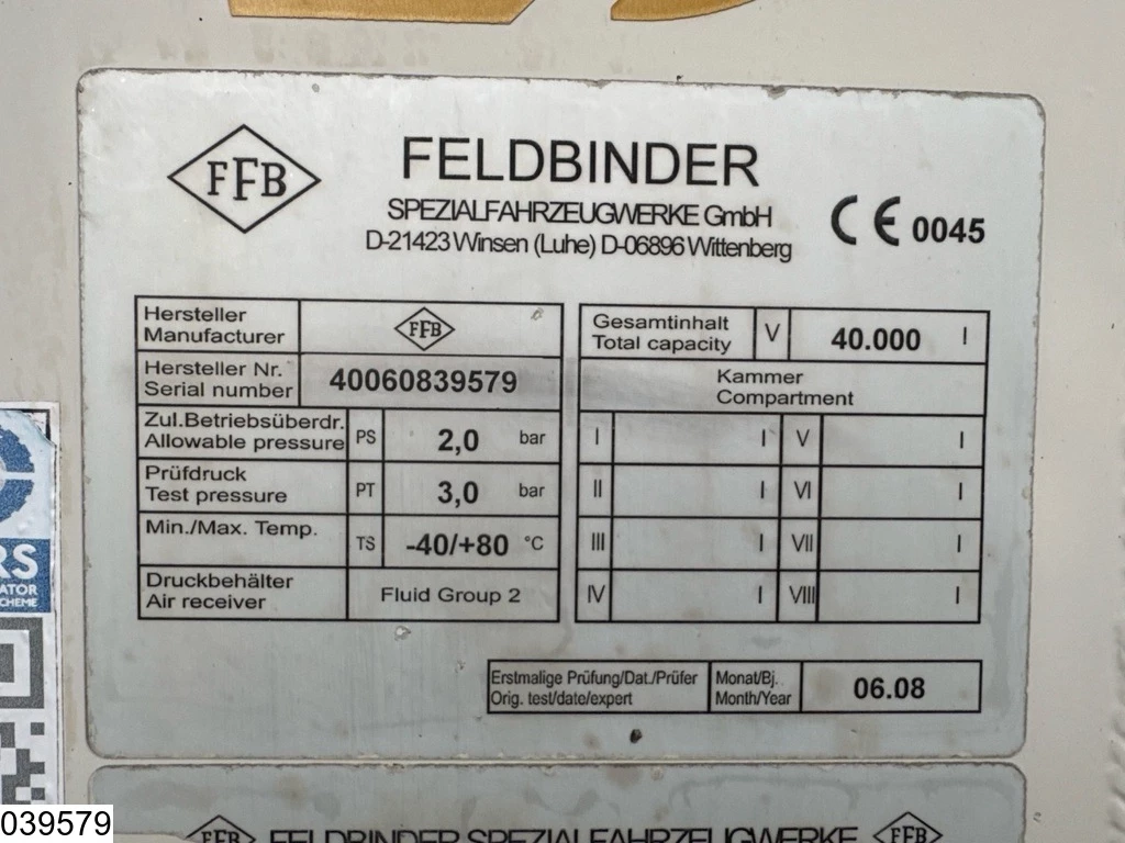 Feldbinder 2008 - Silo 40.000 Liter, 3 Comp zdjęcie 4