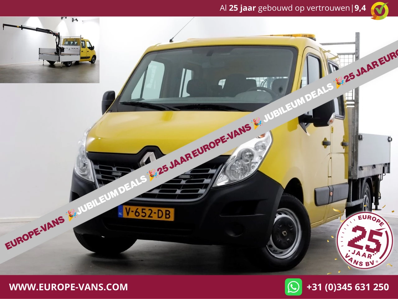 Renault Master 2016 - T35 2.3 dCi 130pk E6 L2H1 D.C. Open Laadbak + HIAB 013T Kraan 12-2016 imagen 1
