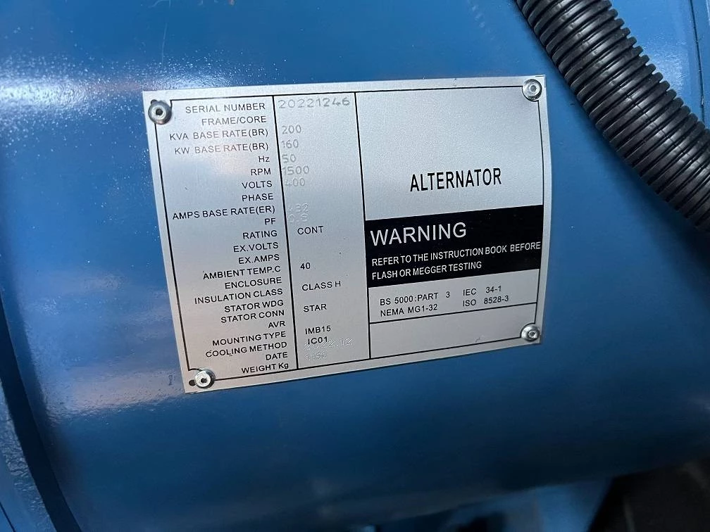 Ricardo 2022 - 200KVA (160KW) SILENT GENERATOR 3 PHASE 50HZ 400V obrázek 9