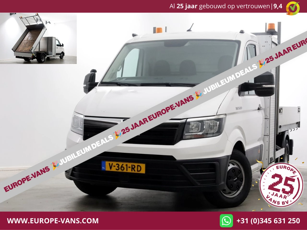 MAN TGE 2018 - 5.180 2.0 177pk E6 L2H1 Kipper Dubbel Lucht Trekhaak 3500kg 06-2018 afbeelding 1