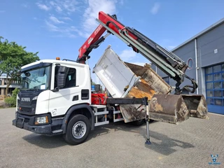 Scania P N/A - NGS XT P410 / 6X4 / RETARDER / ONLY:192584 KM / BIG AXLE / FASSI F215A / REMOTE / ROTATOR / 2SIDE TIPPER / FULL-STEEL / DRUM BRAKES / TUV:01-03-2027 / EURO-6 / 2018 te koop