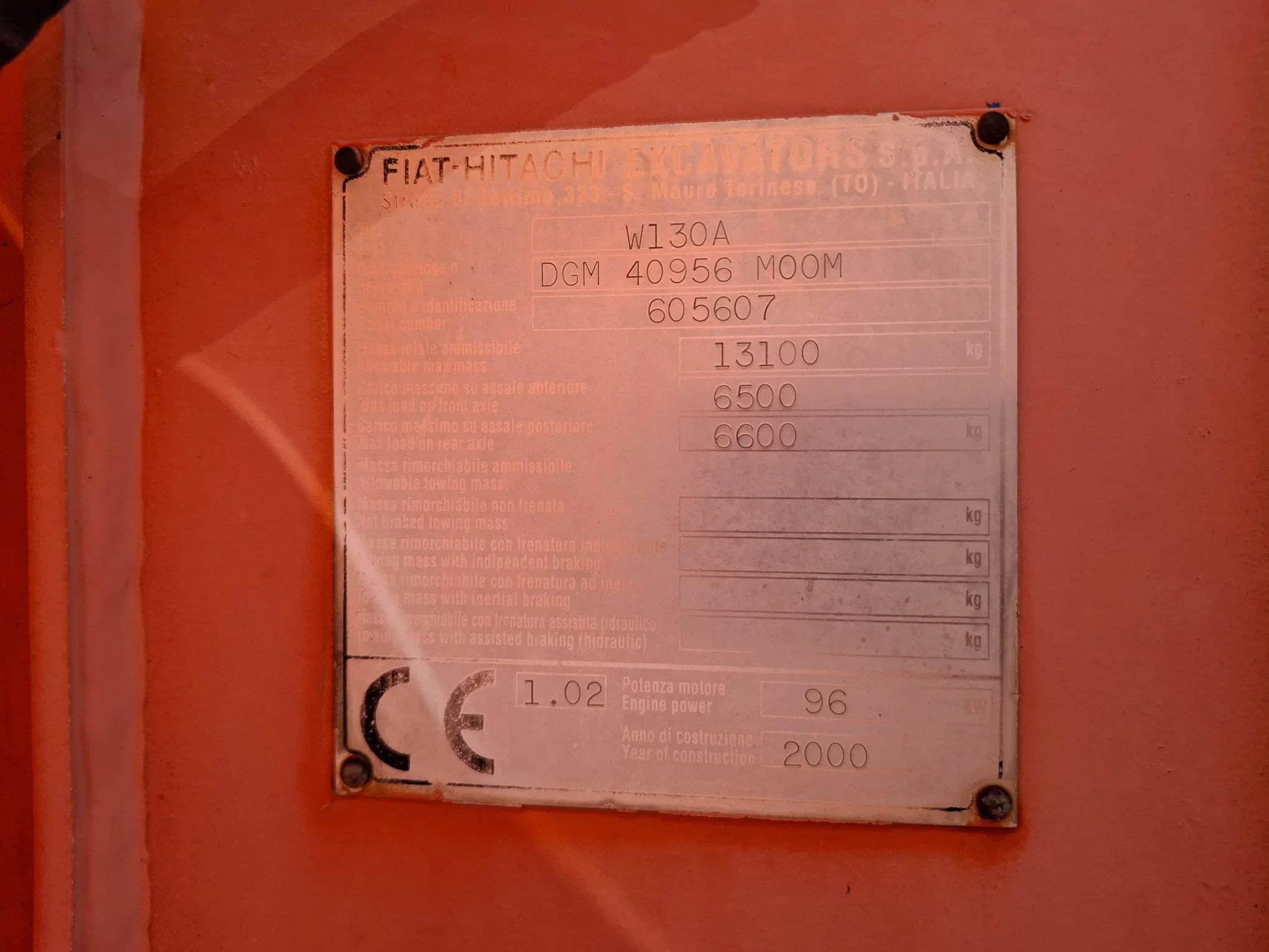 Fiat 2000 - W130A / 8161 HOURS / 96 KW / CENTRAL LUBRICATION SYSTEM / 2000 immagine 28