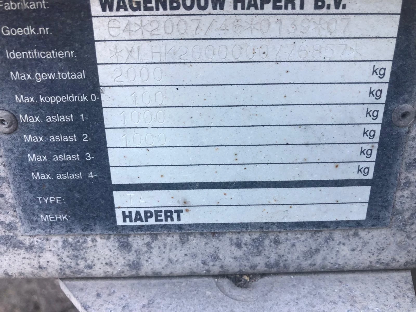 Hapert 2015 - K2000 Gesloten Tandemas aanhangwagen 2 achterdeuren 61-WL-TG afbeelding 13
