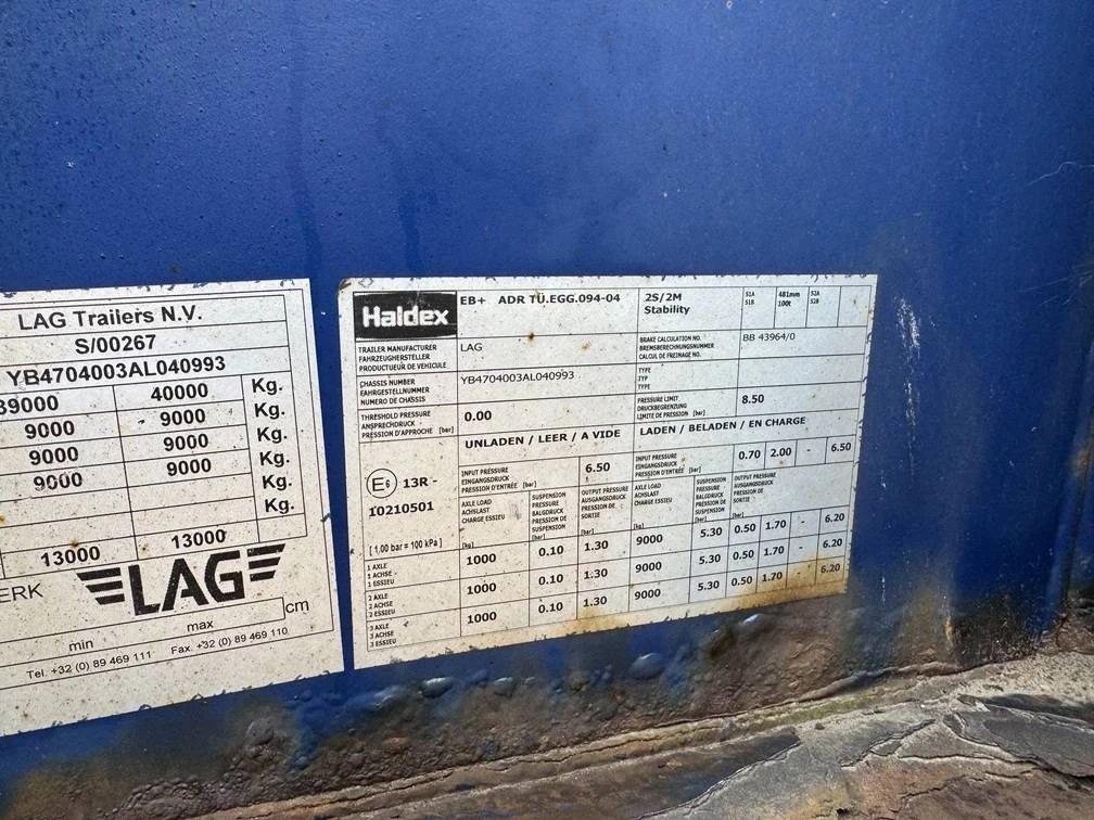 LAG - 0-3-39 LT2 container chassis imagen 7