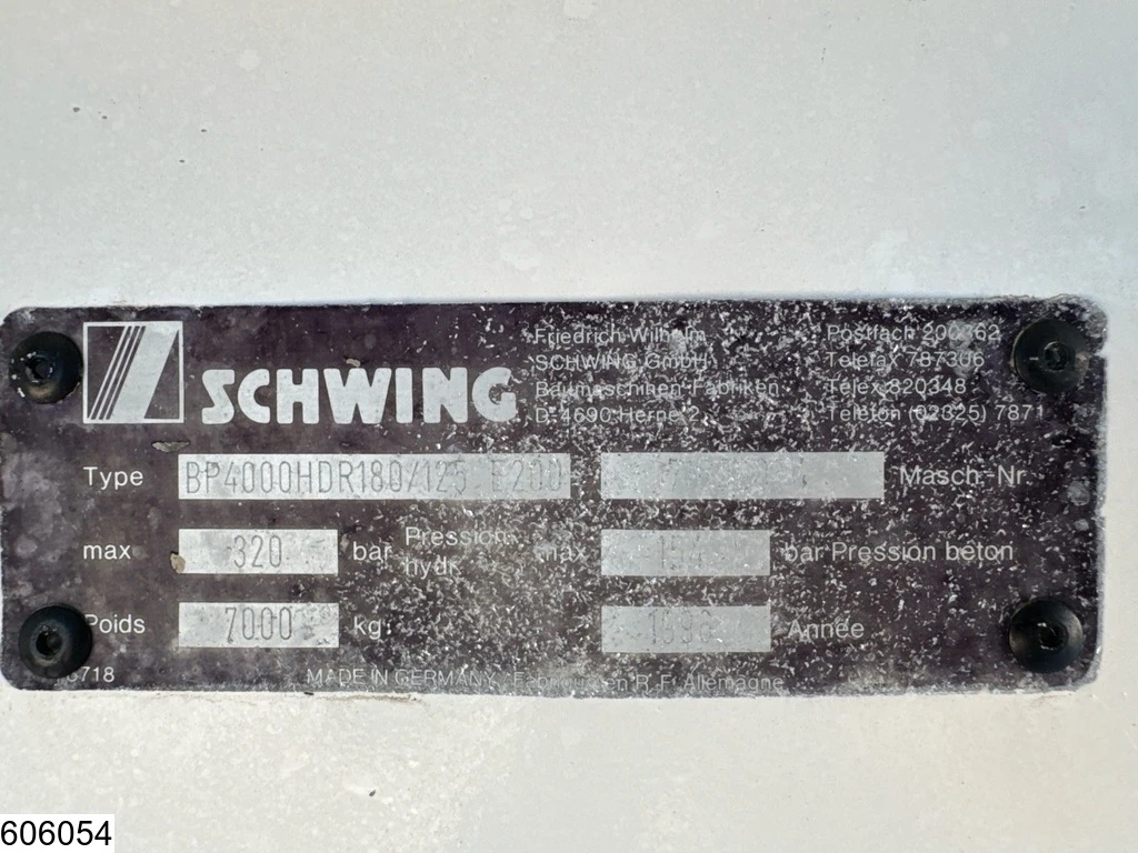 Schwing 1996 - BP 4000 HD 320 bar hydraulic, 154 bar concrete afbeelding 7