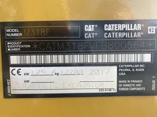 Caterpillar N/A 2017 - M318F VA-giek  hydraulische snelwissel CW30, airco afbeelding 17