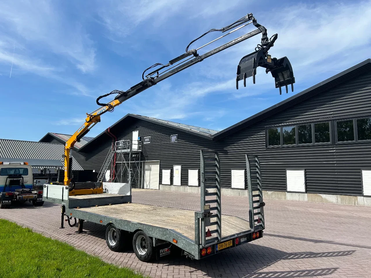 Veldhuizen 2005 - Be oplegger 9 TON semi dieplader MET KRAAN afbeelding 4
