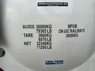 CIMC tankcontainers N/A 2017 - 20FT ISO / 25.010L / 22K2 / L4BH / T12 / steam heating / bottom discharge / 2.5Y-TEST/CSC: 10/2027 image 14