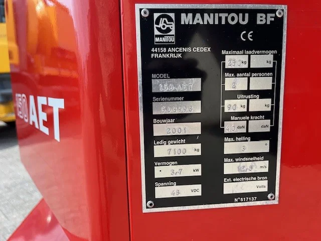 Manitou 2001 - 150 AET ManiAccess Hoogwerker knikarm afbeelding 9