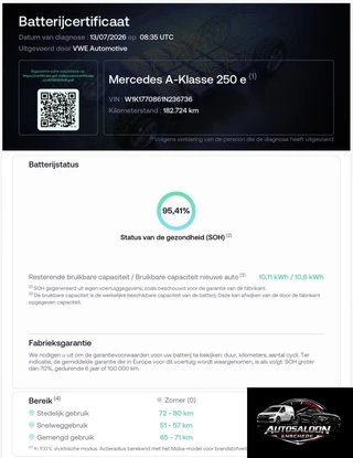 Mercedes-Benz A-Class 2021 - 250 e 5-2021 Airco Navi Leder SOH 95,4% image 2