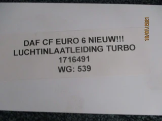 DAF - 1716491 LUCHTINLAATLEIDING TURBO EURO 6 NIEUW!!! obrázek 2 náhled