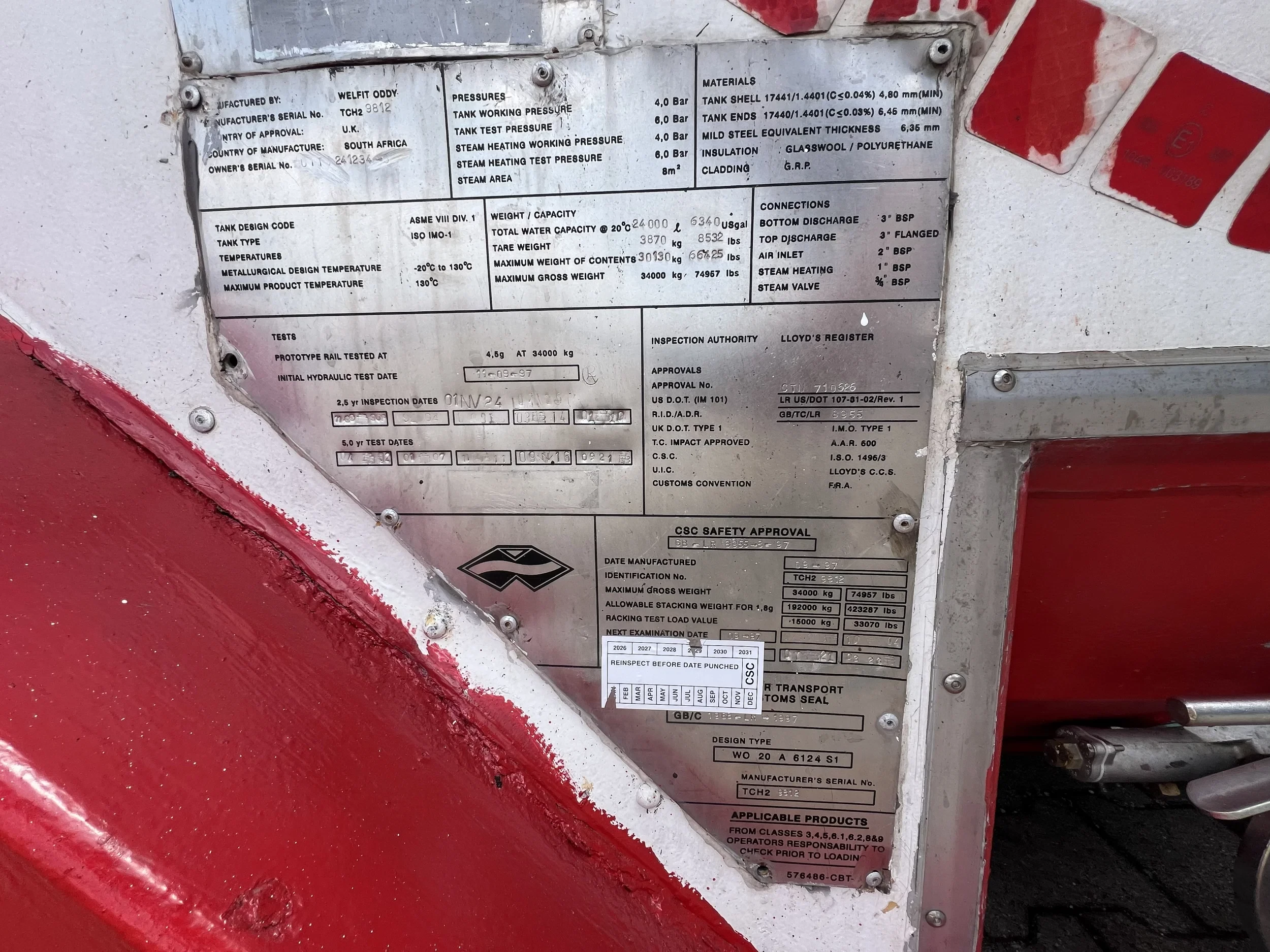 Welfit Oddy 1997 - 20FT ISO, 24.000L / 1-COMP. / UN PORTABLE T11/ valid 2,5Y/CSC-inspection till 09/2026 afbeelding 21
