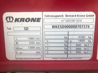 Krone N/A 2016 - SD 3 As Oplegger Schuifzeil, OP-10-FZ afbeelding 13