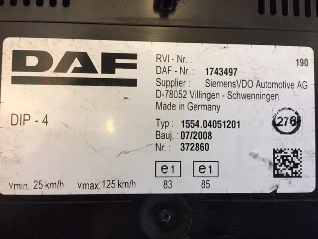 DAF 2008 - 1743497 DASHBOARD CF85IV/XF105 zdjęcie 2
