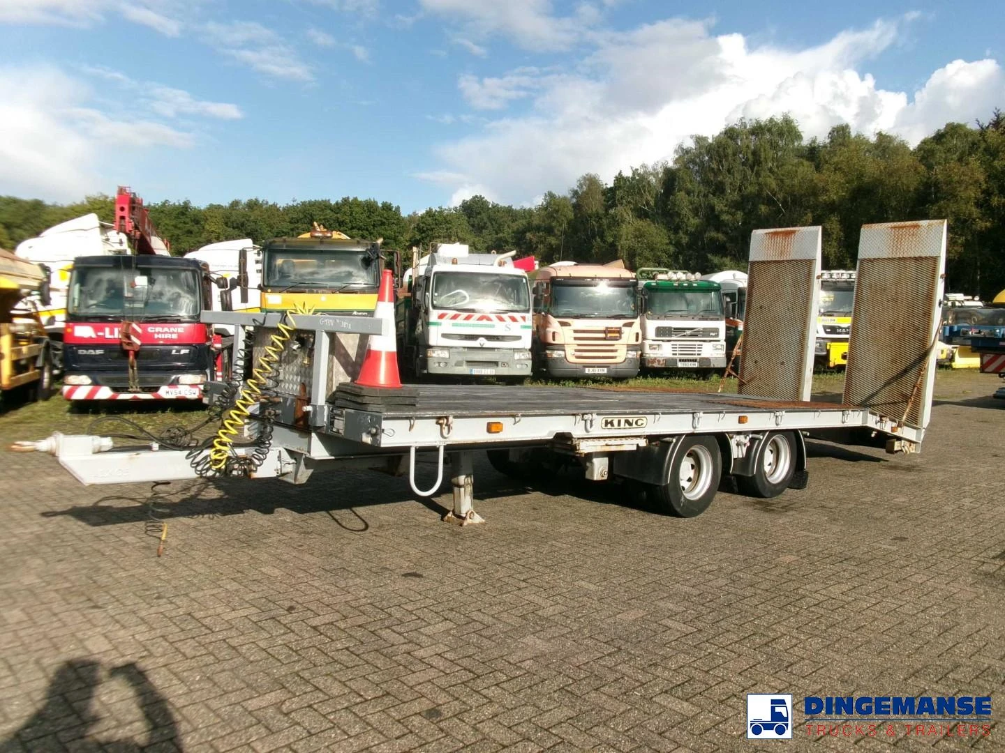 King 2-axle platform drawbar trailer 14t + ramps 2003 zdjęcie 1