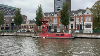 Rusthoven Rhodina met laadkraan en schaarhoogwerker - Dekschuit werkboot obrázek 2 náhled
