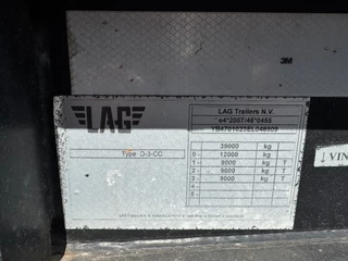 LAG N/A 2014 - 20FT ADR CHASSIS / empty weight 3.540kg / BPW / ADR (EXII, EXII, FL, AT) / NL-chassis on very good tires obrazek 24