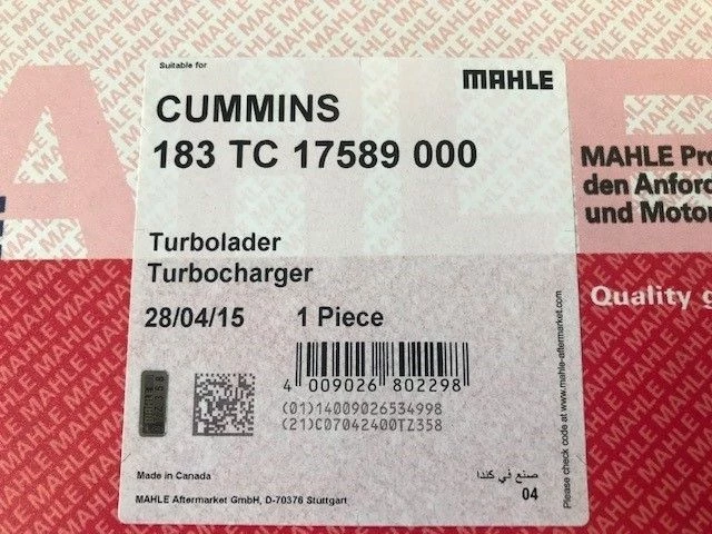 DAF - 3802819-3800988-CBU1975 CUMMINS TURBO 1999--> (NEW) MAHLE 183TC17589000 obrázek 6