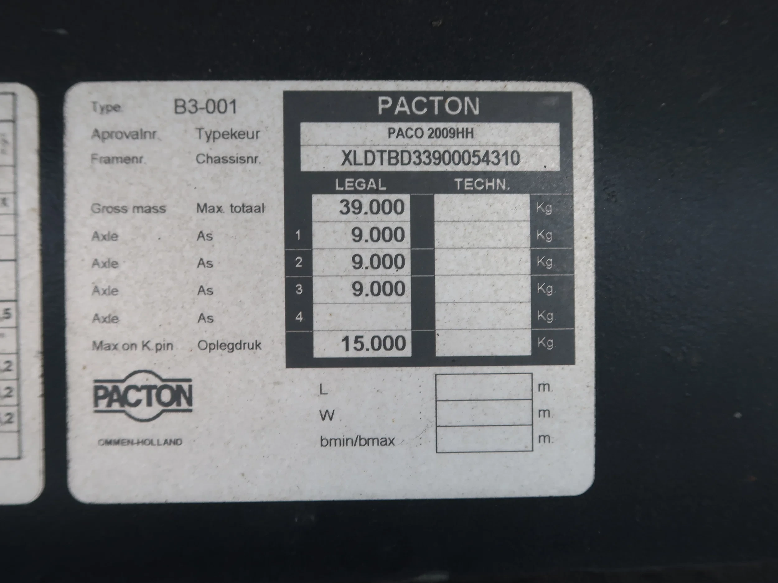 Pacton B3-001 2007 - O4, Lift & Lenkachse BPW, Staplerhalter, 4 Units, TUV, NL Trailer TOP! afbeelding 15