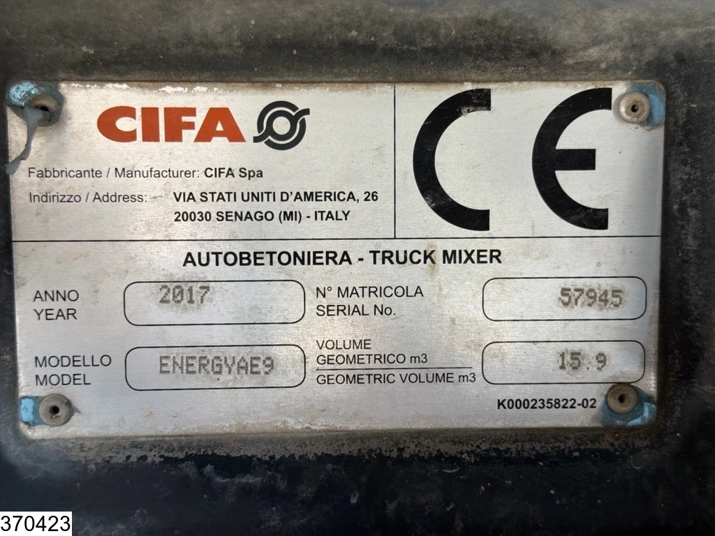 Iveco Stralis 2017 - 300 CNG 8x2, EURO 6, CIFA 9m3, CNG, Retarder afbeelding 12