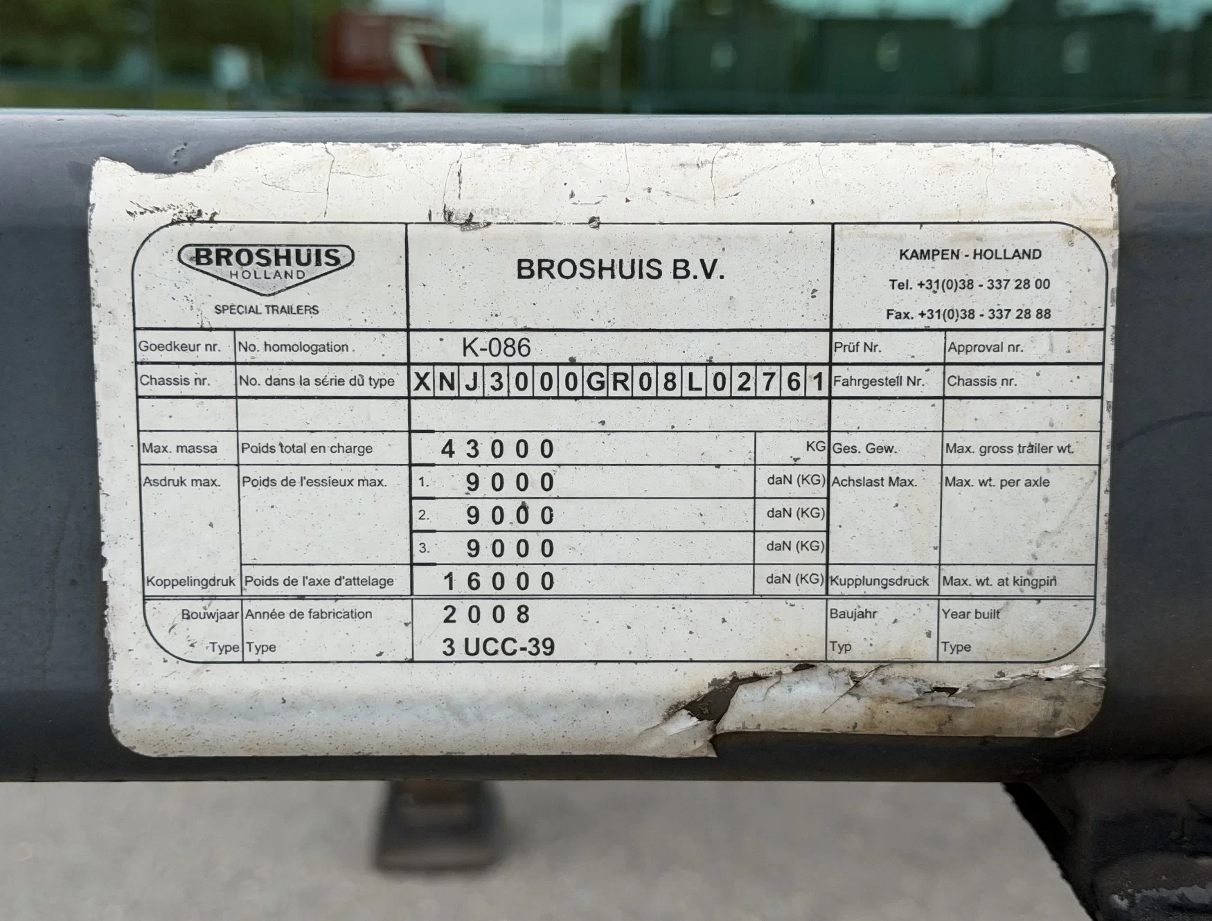 Broshuis 3UCC-39 2008 - 3 UCC-39 MFCC MIDDLE+BACK SLIDER DISC BRAKES 20-30-40-45 FT. LIFT AXLE NL-TRAILER afbeelding 22