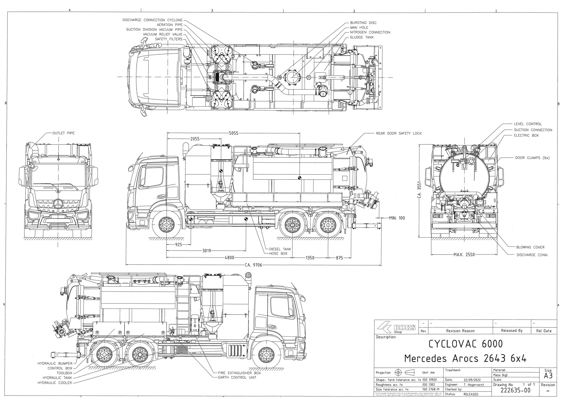 Mercedes-Benz Arocs 2643 6x4 Koks Cyclovac Vacuum Droge stoffen RVS opbouw Just 21.576 km! 2023 immagine 33