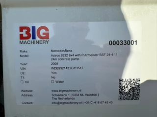 Mercedes-Benz Actros 2008 - MercedesBenz 2632 6x4 with Putzmeister BSF 24-4 11 24m concrete pump immagine 34