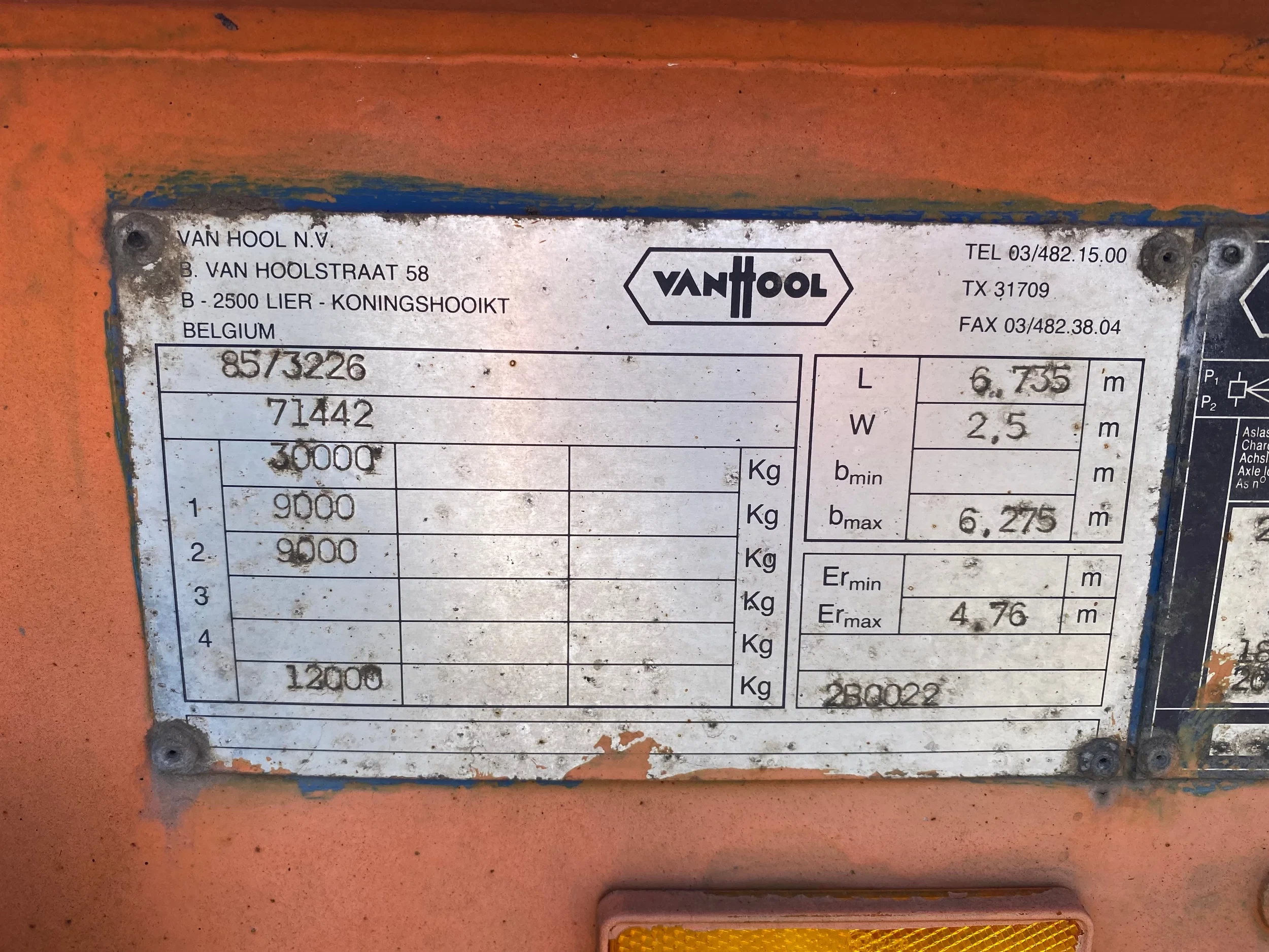Van Hool 1993 - / 20 FT Container Chassis / Drum Brakes immagine 9