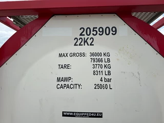 CIMC N/A 2007 - 20FT ISO / 25.060L / 1-COMP / 3 BAFFLES / UN PORTABLE T11 / 22K2 / 5Y test: 11-2028 image 15