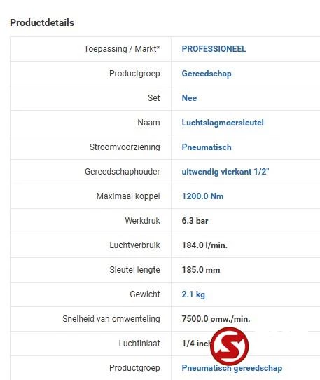 Diversen - Pneumatische slagmoersleutel 1/2" 1200NM obrázek 3