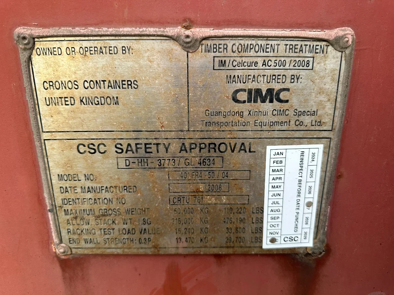 CIMC 2008 - 40FT FLATRACK FLUSH FOLDING / CSC: 10/2027 / 10x available afbeelding 13