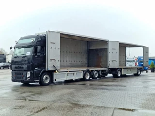 Volvo FH 2013 - 13.460 Globetrotter XL 6x2 - Box with side doors - Loadlift + Kelberg trailer 2012 with loadlift afbeelding 4
