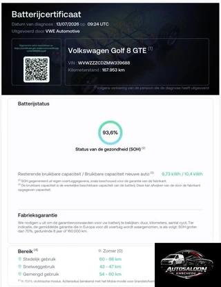 Volkswagen Golf 2021 - 8 1.4 eHybrid GTE 245 PK SOH 93,6% Navi Pano afbeelding 2