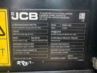 JCB N/A 2019 - 535V125 , 4087 HOURS,CE, 12,5 M LIFT HEIGHT, 3500 KG, AUXIARY HYDRAULIC PLUMBING image 19