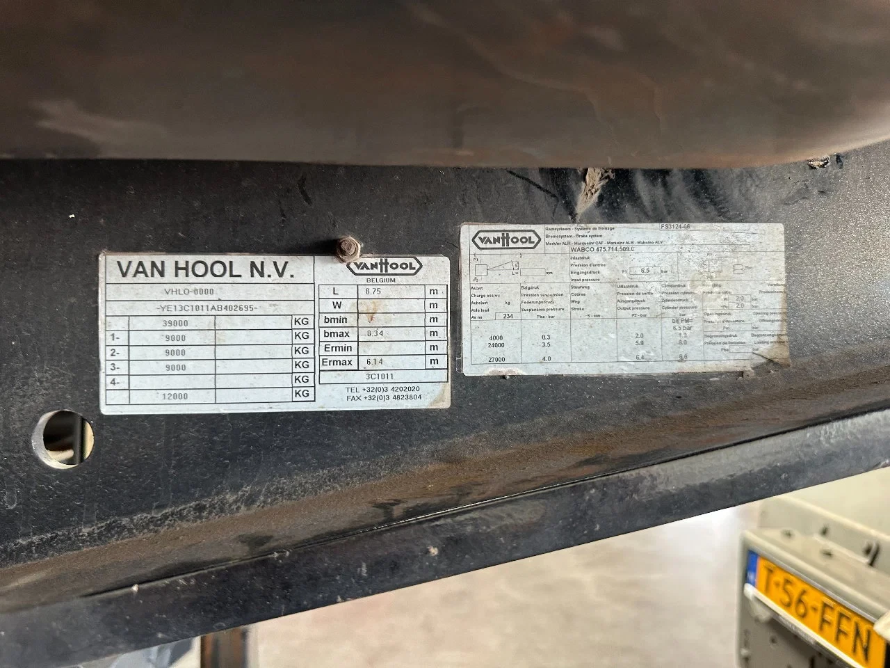 Van Hool 2003 - 20FT Tipping-chassis (20 degrees tipping angle, 24V operated) / ADR (EX/II, EX/III, FL, AT) / SAF discbrakes / 2 liftaxles / NL-chassis imagem 29
