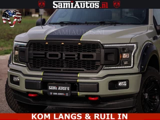 Dodge Ram Pick-Up 2018 - FORD F150 5.0 V8 4X4 | MAT OLIVE GREEN | BIJTELLING VRIJ | ZEER DIK | CAMERA | 3500KG | PANORAMA | LEDER | GO RHINO ROLLBAR | immagine 4