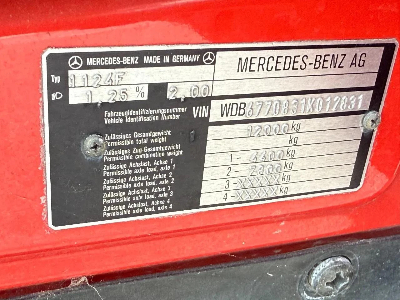 Mercedes-Benz 1124F 1995 afbeelding 20