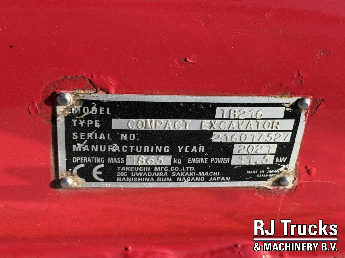Takeuchi TB216 - ONLY 913 H | Quick Coupler | Bluetooth | 2021 afbeelding 13