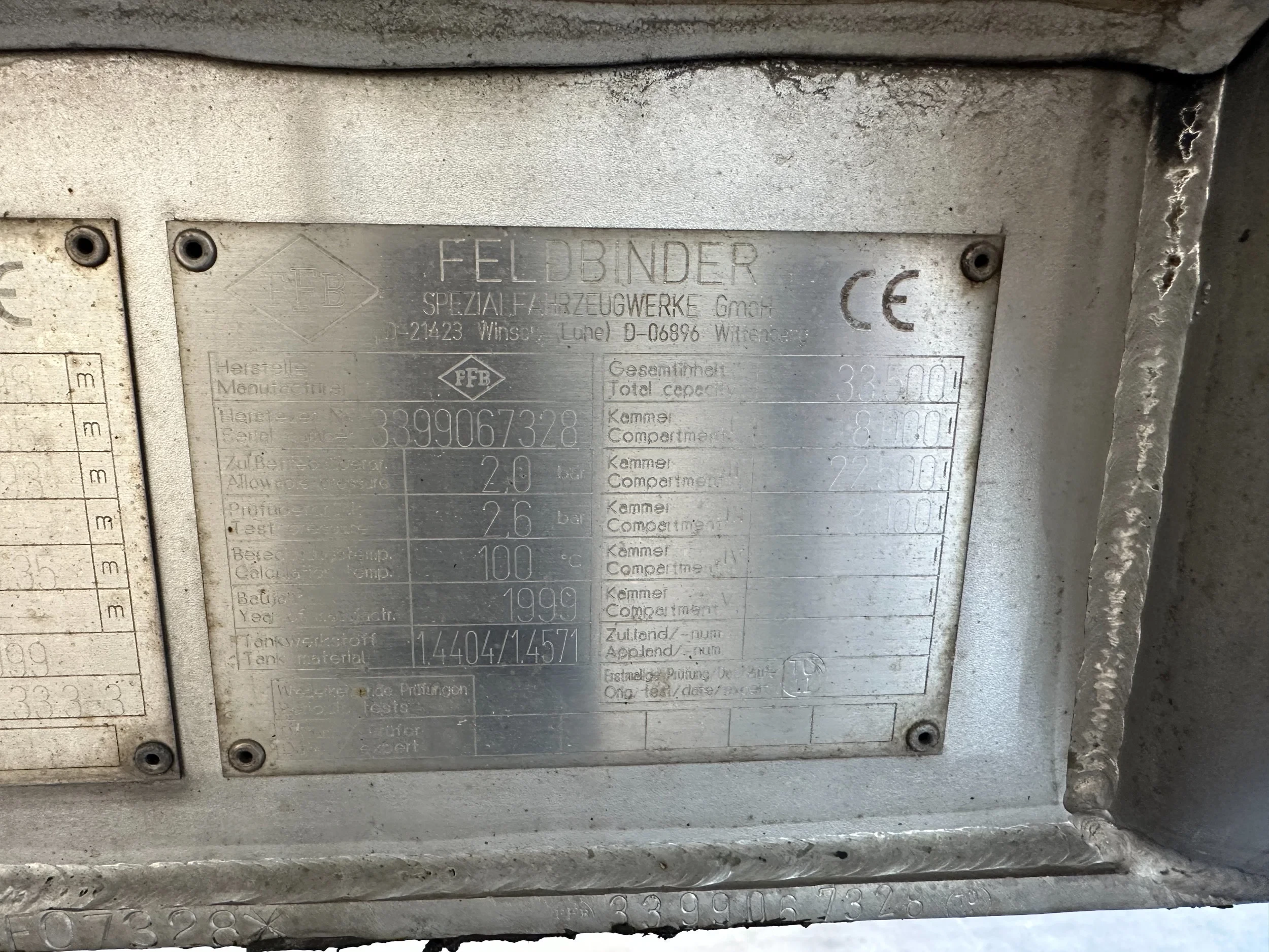 Feldbinder 1999 - FOOD / 33.500L / 2-COMP / LIFTAXLE / PUMP / ALCOA Bild 65