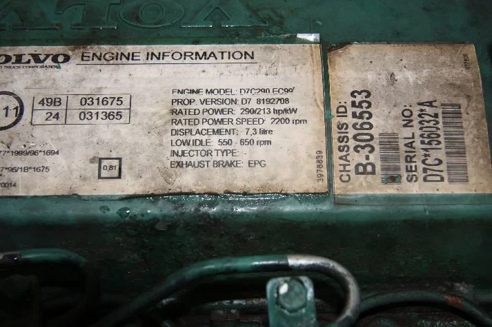 Volvo - Engines & Parts Motor D7C 290 EC99 Euro 3 Bild 5