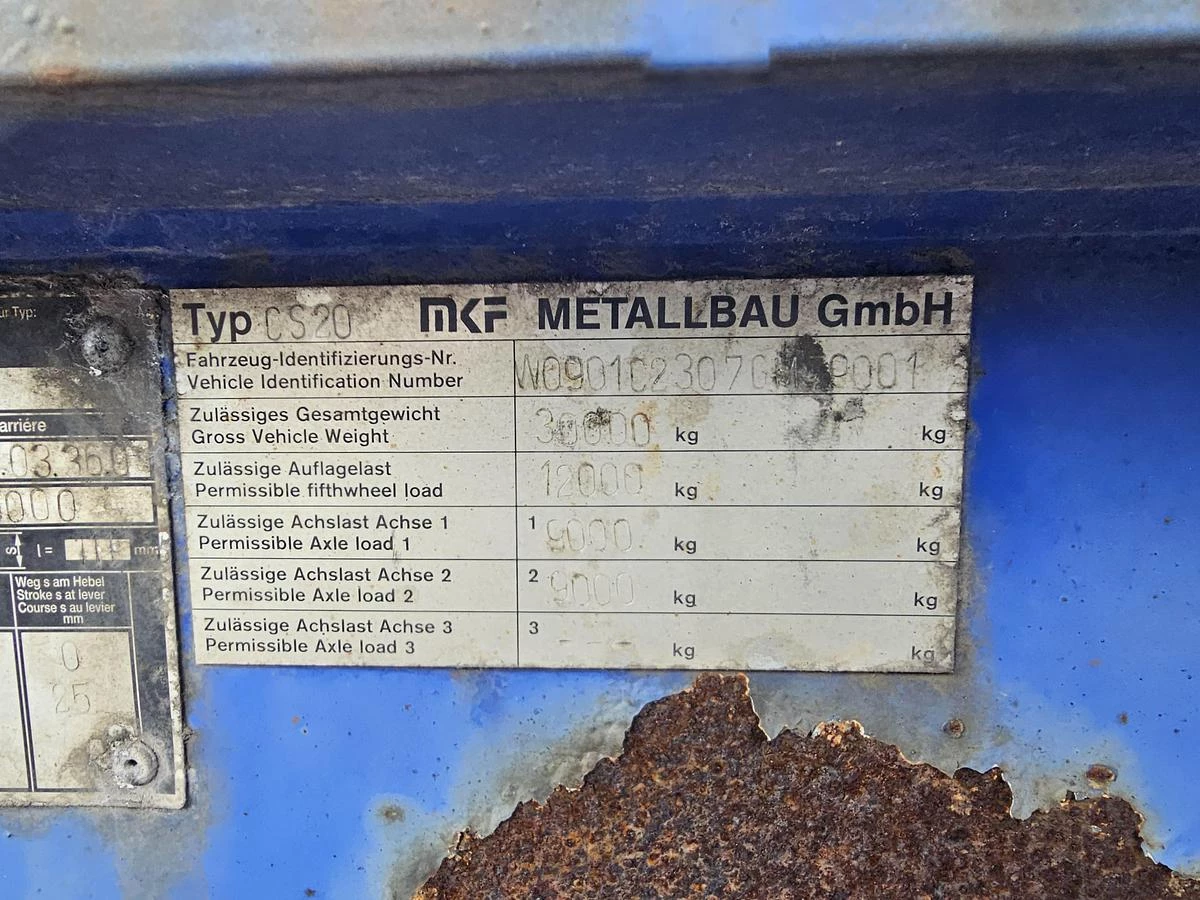 MKF METALLBAU CS 20 -20 FOOT- CONTAINER CHASSIS -HEAVY DUTY- BPW DRUM -STEEL SUSPENSION- GOOD QUALITY. 2007 zdjęcie 8