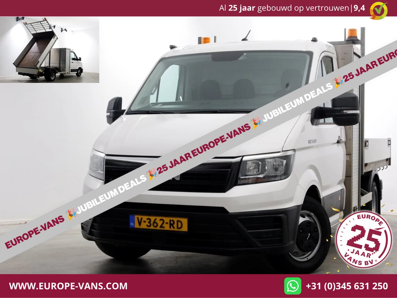 MAN TGE 2018 - 5.180 2.0 177pk E6 L2H1 Kipper Dubbel Lucht Trekhaak 3500kg 06-2018 afbeelding 1