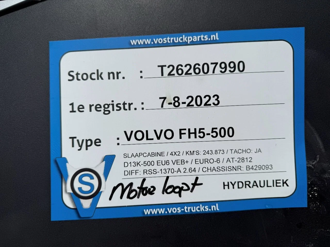 Volvo FH 2023 - FH4-500 / ENGINE RUNNING / ONLY:243874 KM / VEB+ / HYDRAULICS / ACC / LWDS / AUTOMATIC / EURO-6 / 2023 obrázek 27