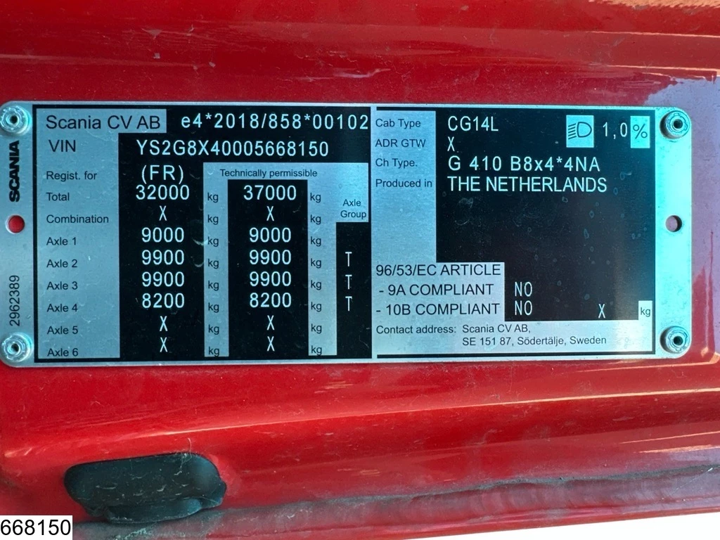 Scania G 2023 - 410 EURO 6e, CNG, 8x4, Retarder, Fassi obrázek 7