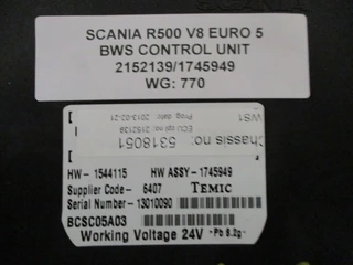 Scania - 2152139/1745949 BWS CONTROL UNIT imagem 2 miniatura